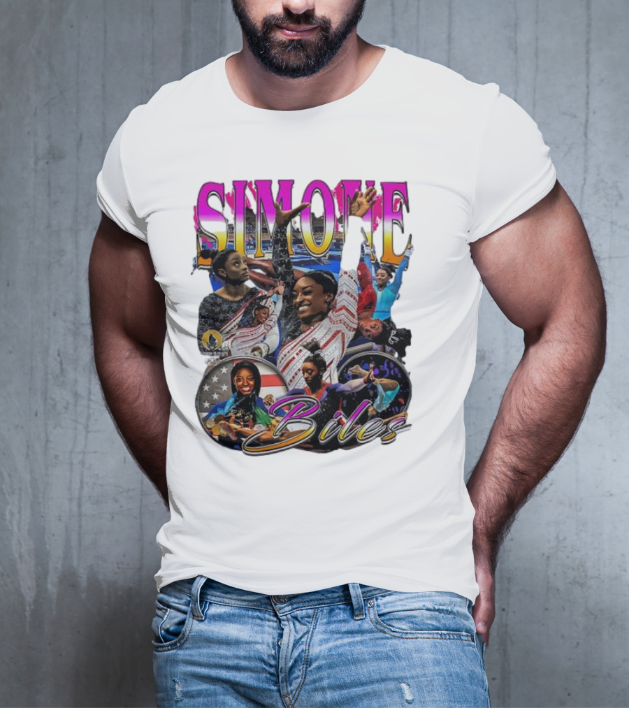 Simone Biles Olympic Champion Retro Collage T-Shirt