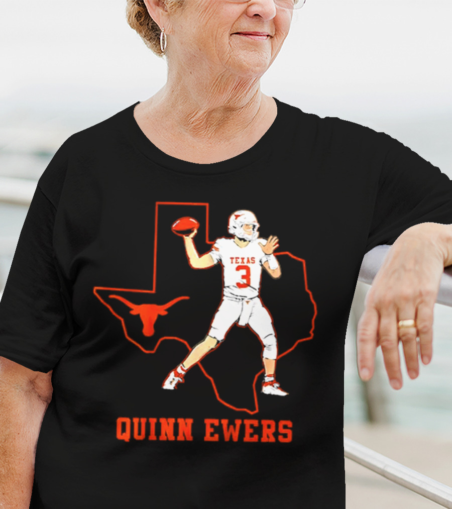 Quinn Ewers Texas Longhorns Football State Outline T-Shirt