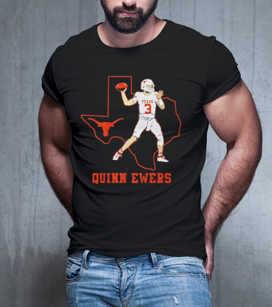 Quinn Ewers Texas Longhorns Football State Outline T-Shirt
