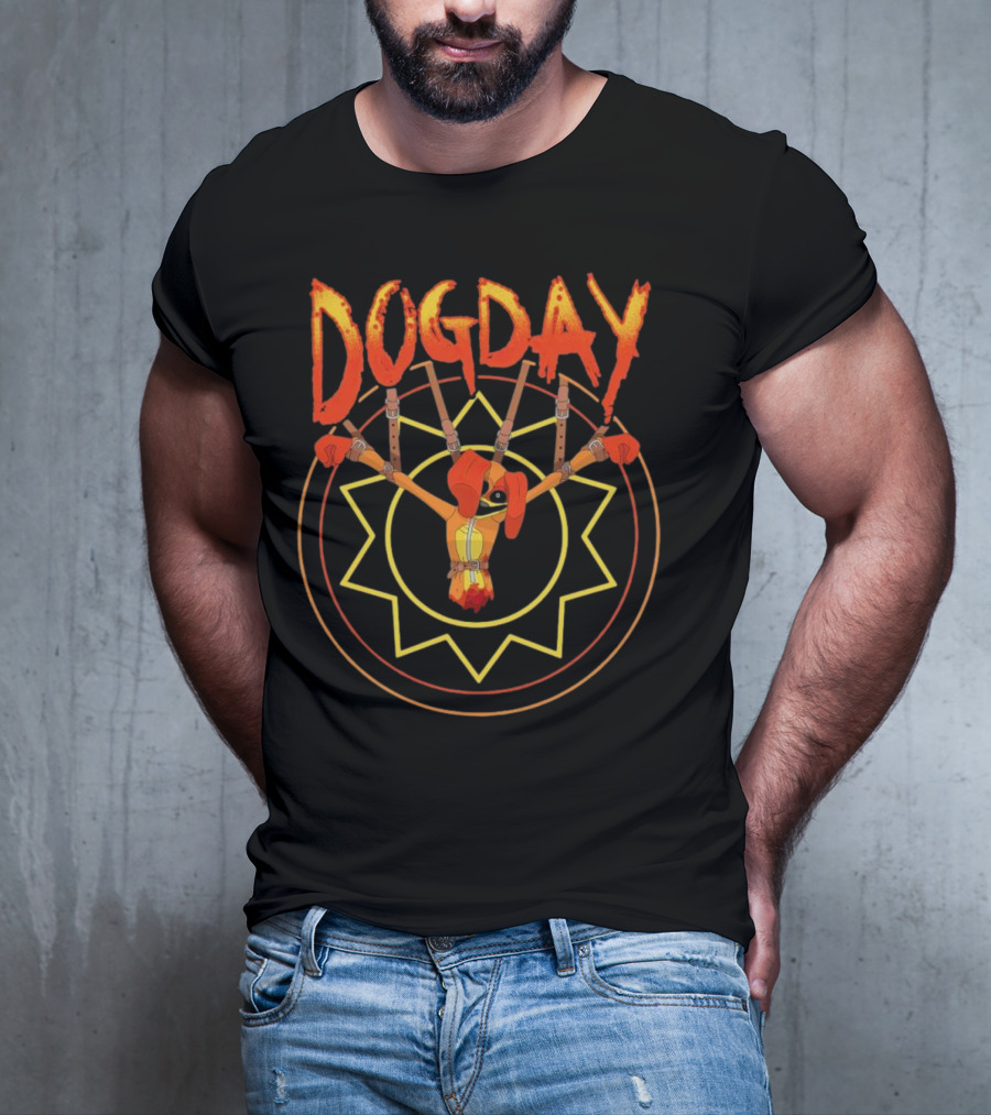 Dogday Monster Puppet With Sunburst Background T-Shirt
