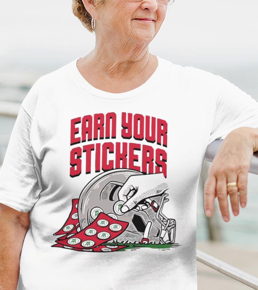 Ohio State Buckeyes Earn Your Stickers Helmet Skull Football T-Shirt