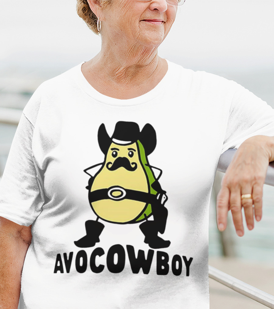Avocowboy Avocado X Cowboy Character With Hat And Mustache T-Shirt