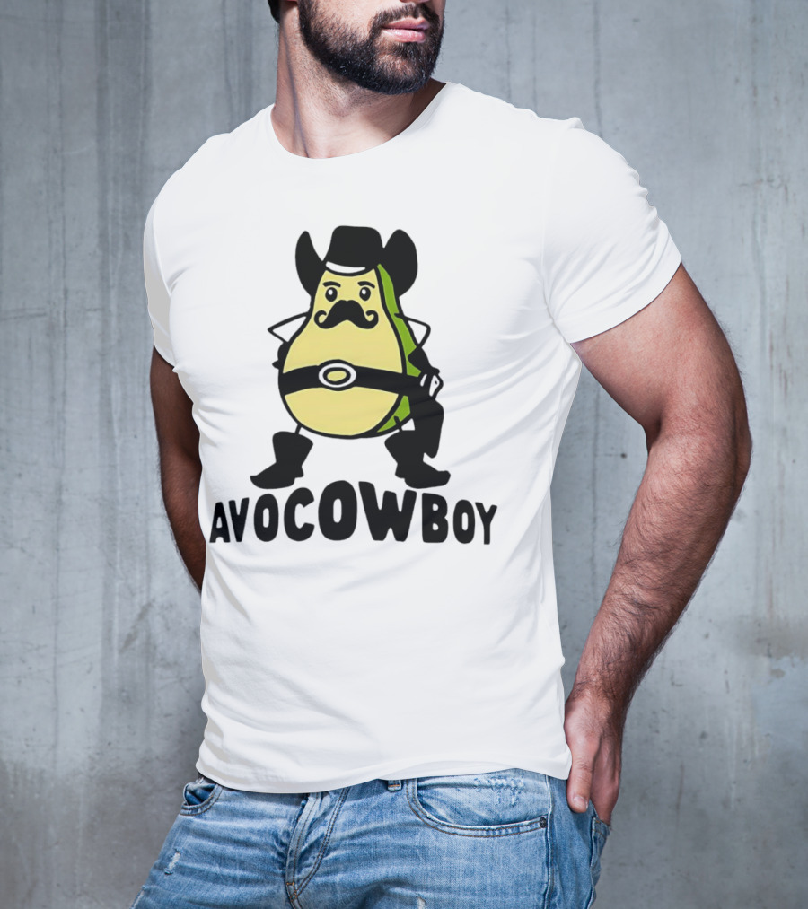 Avocowboy Avocado X Cowboy Character With Hat And Mustache T-Shirt
