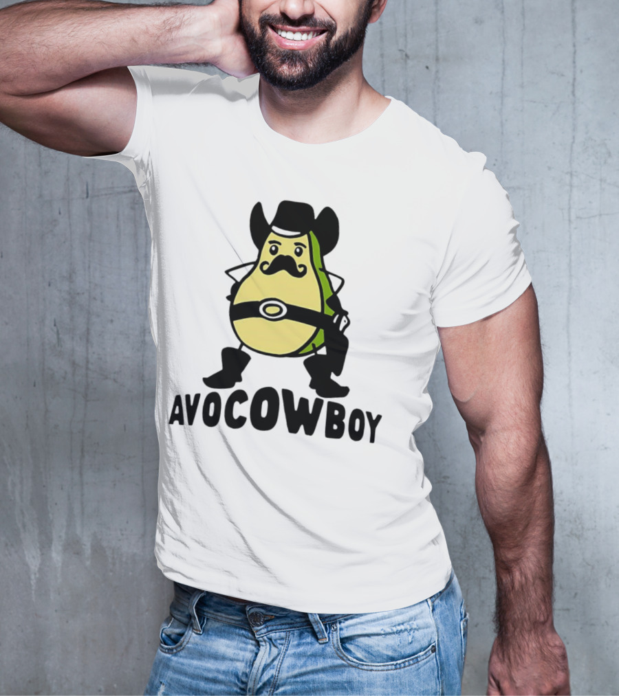 Avocowboy Avocado X Cowboy Character With Hat And Mustache T-Shirt