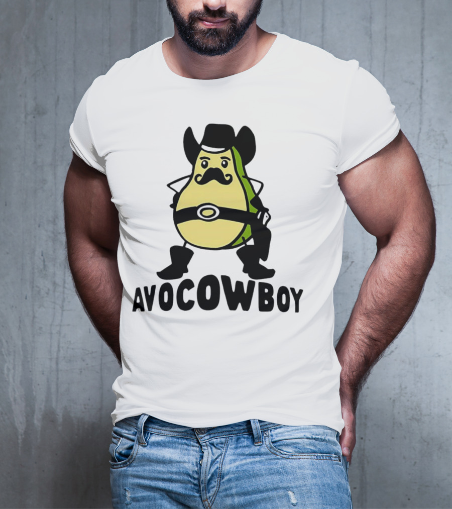Avocowboy Avocado X Cowboy Character With Hat And Mustache T-Shirt