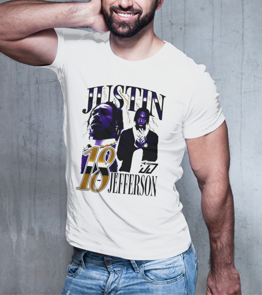 Justin Jefferson 18 Minnesota Vikings Lightning T-Shirt