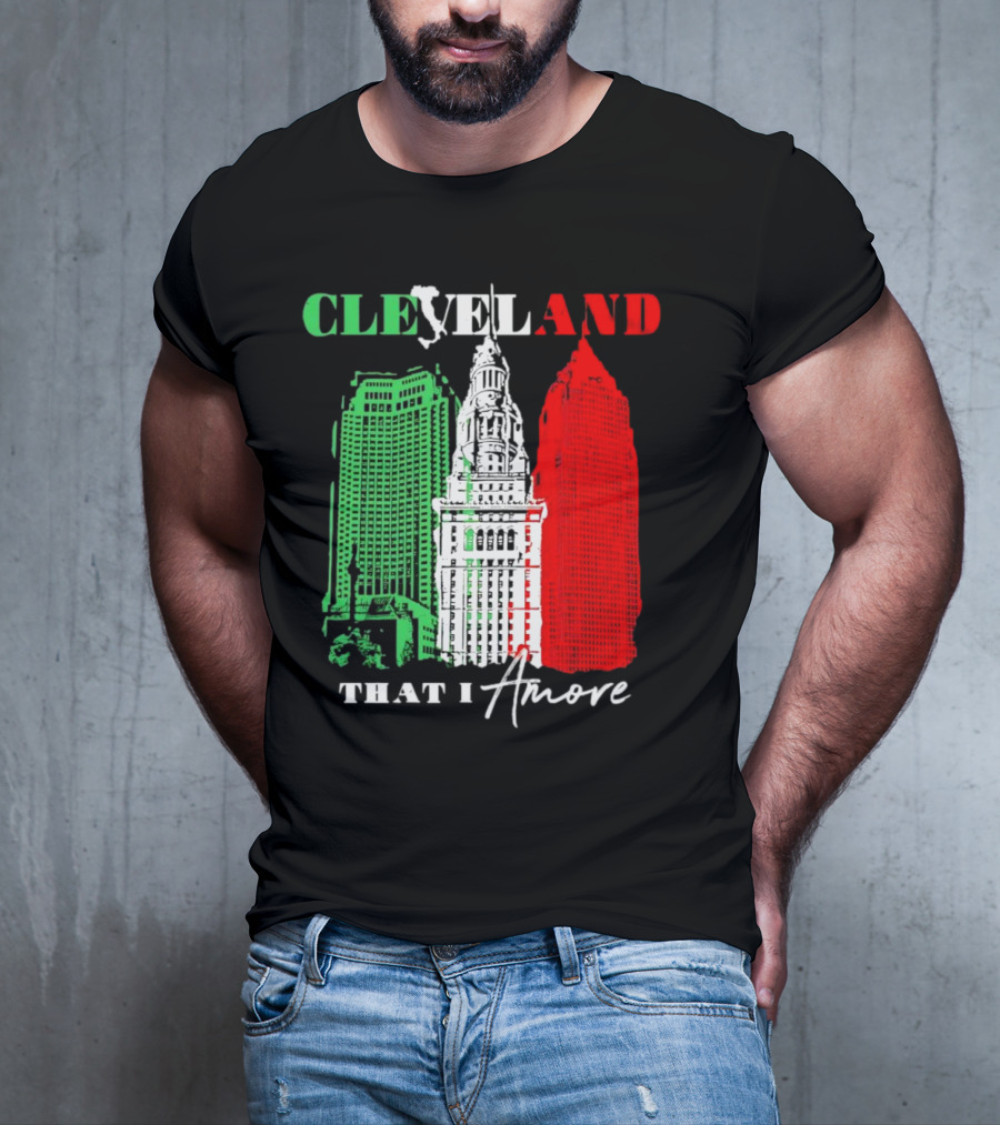 Cleveland That I Amore Italy Flag Skyline T-Shirt