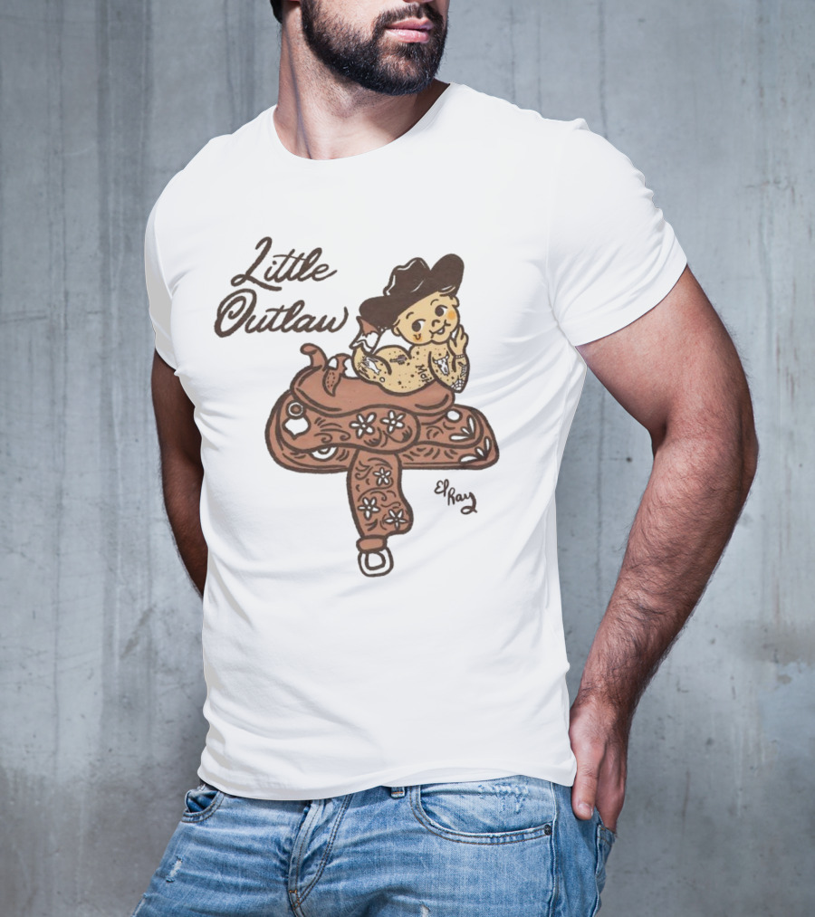 Kewpie Cowboy Little Outlaw Vintage Saddle Art By El Ren T-Shirt