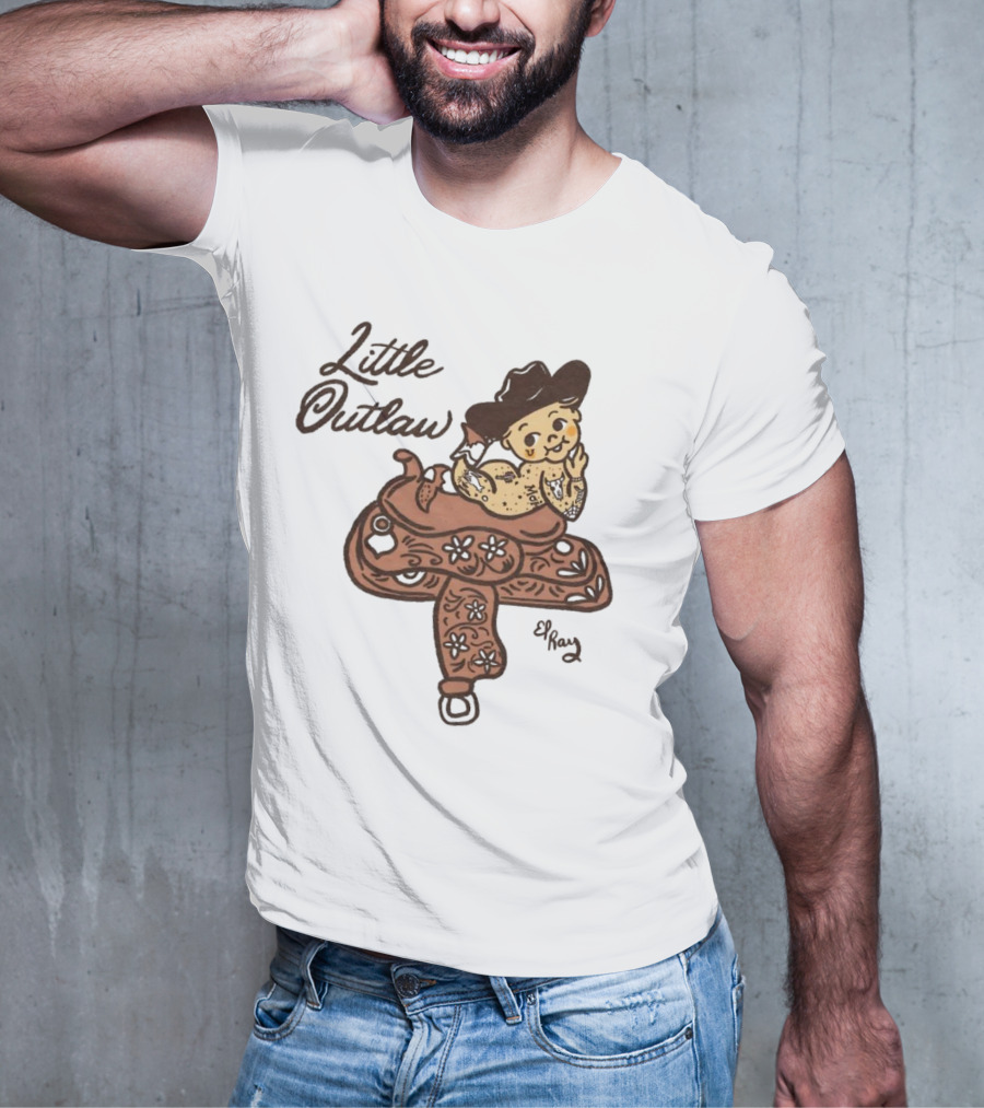 Kewpie Cowboy Little Outlaw Vintage Saddle Art By El Ren T-Shirt