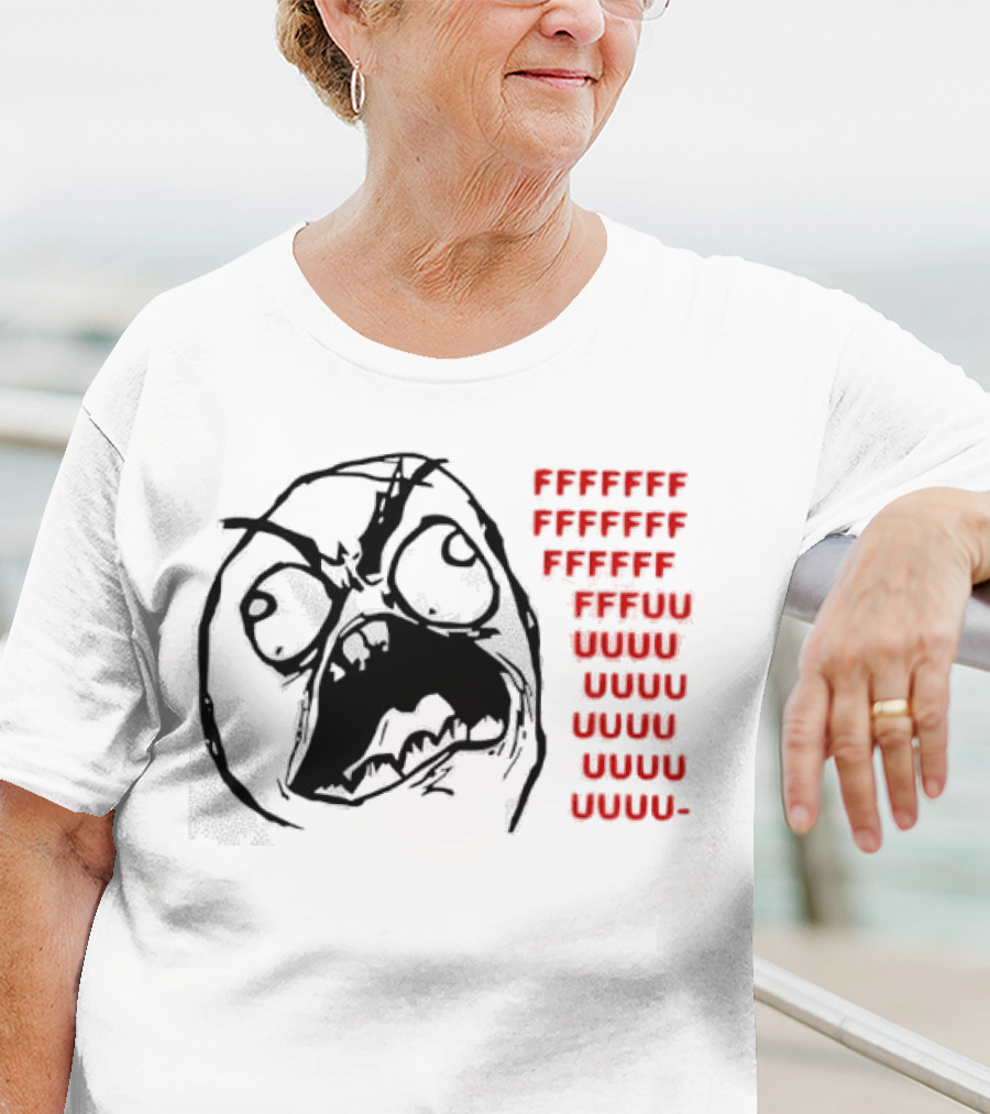 Rage Face Meme FFFFUUUUU Repeated Text T-Shirt