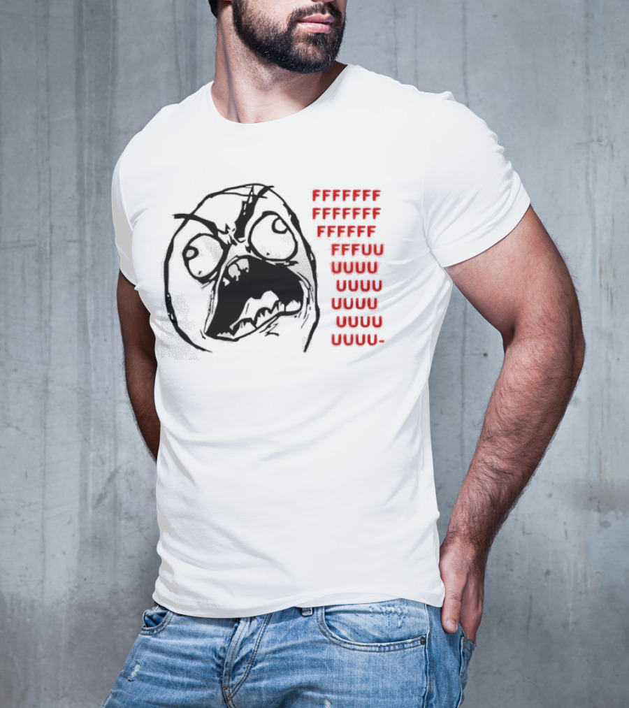 Rage Face Meme FFFFUUUUU Repeated Text T-Shirt