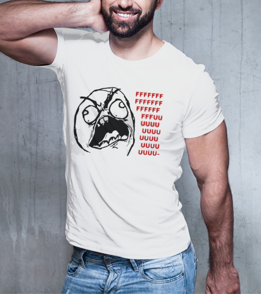 Rage Face Meme FFFFUUUUU Repeated Text T-Shirt