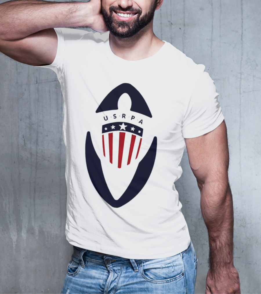 USRPA U.S. Rugby Players Association Red White And Blue Shield T-Shirt