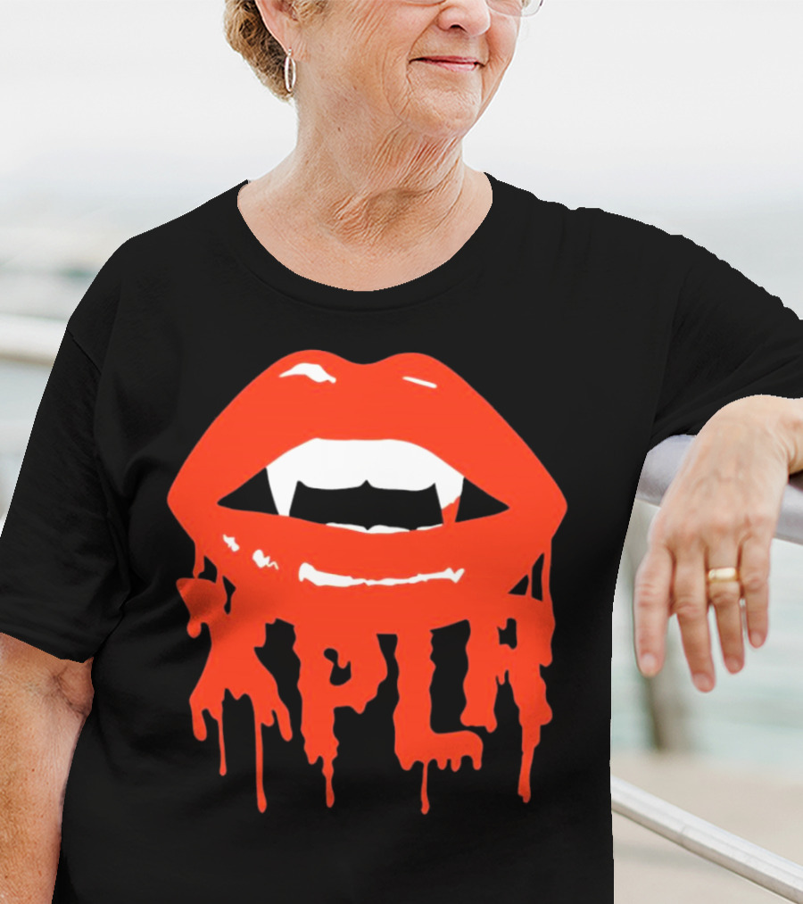 XPLR Fangs Back To School Dripping Red Lips T-Shirt