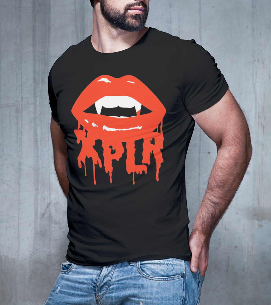 XPLR Fangs Back To School Dripping Red Lips T-Shirt
