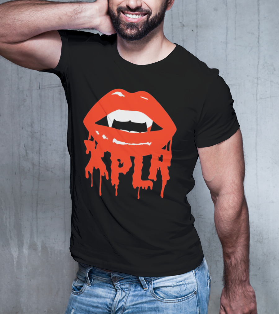 XPLR Fangs Back To School Dripping Red Lips T-Shirt