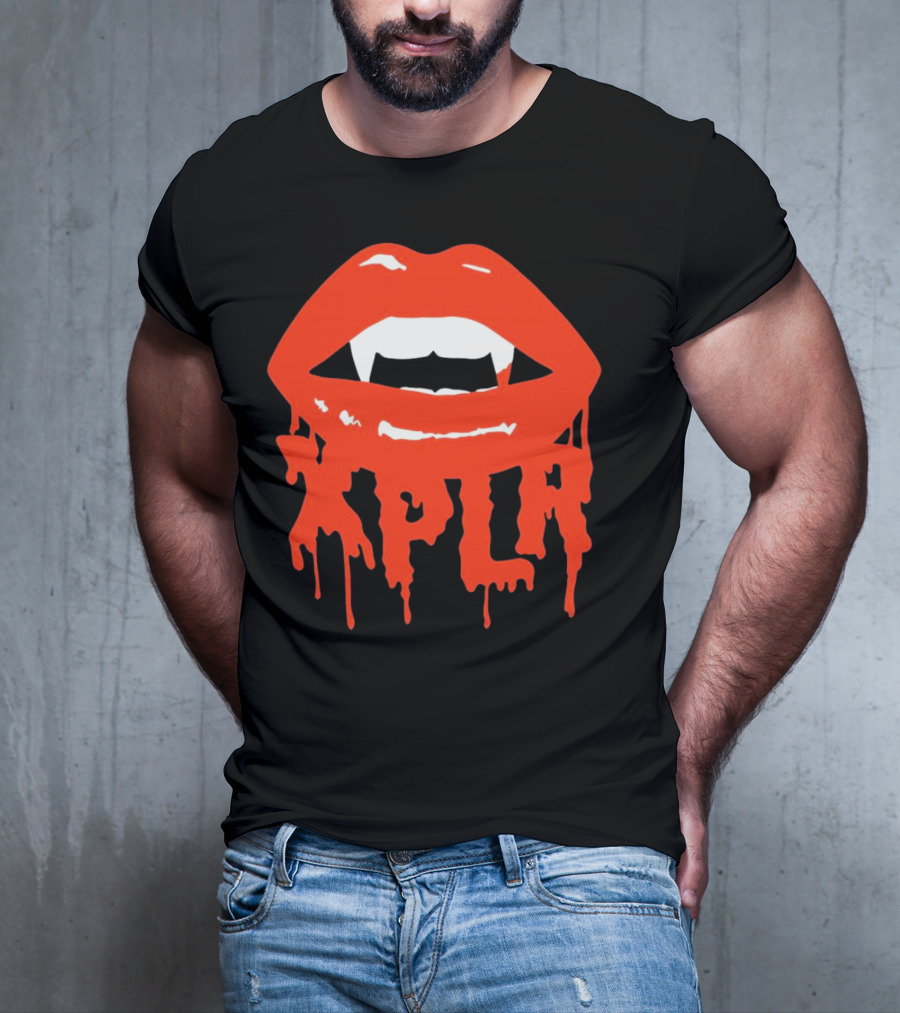 XPLR Fangs Back To School Dripping Red Lips T-Shirt
