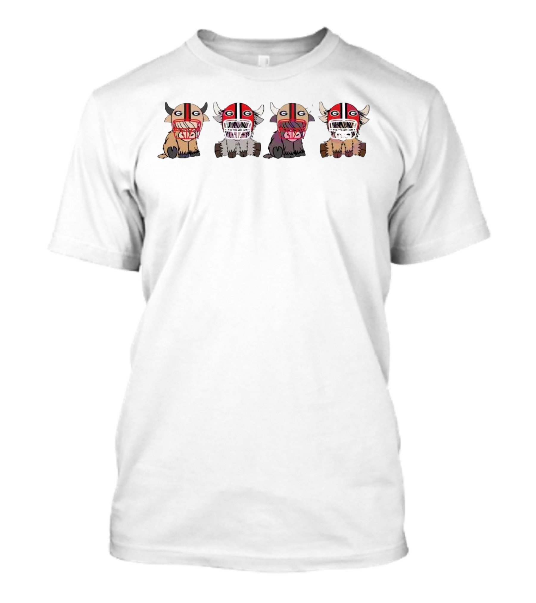 Cute Buffalo Wearing Georgia Bulldogs Helmet In Various Colors T-Shirt