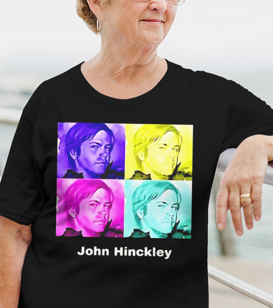 John Hinckley Pop Art Portrait Quad Color Blocks T-Shirt