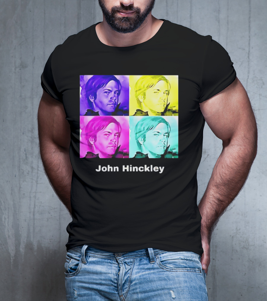 John Hinckley Pop Art Portrait Quad Color Blocks T-Shirt