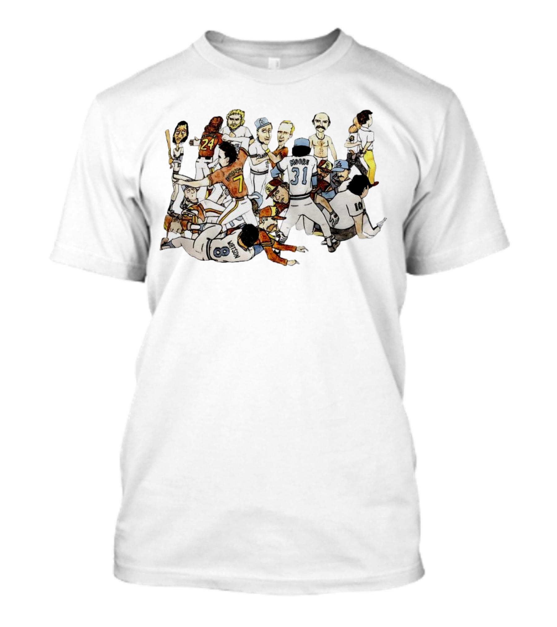 Ed Whitson Bob Horner Cast Arm Pascual Perez Bat Baseball Fight Scene T-Shirt