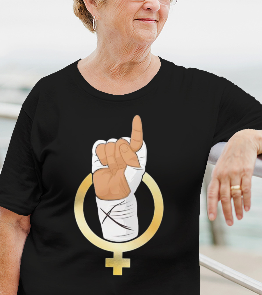 Gold Female Boxing Hand Symbol Feminist Power T-Shirt