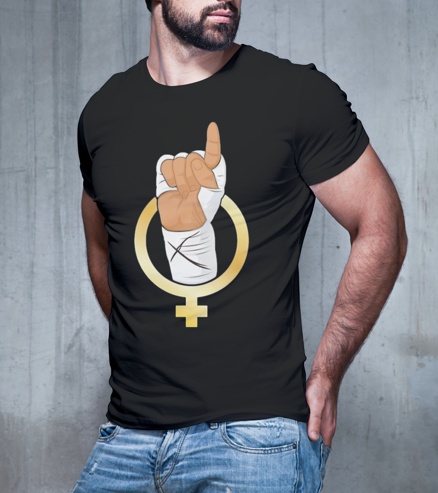 Gold Female Boxing Hand Symbol Feminist Power T-Shirt