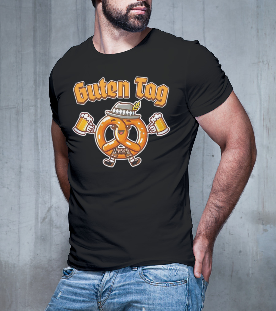 Guten Tag Pretzel With Beer Oktoberfest Cheers T-Shirt