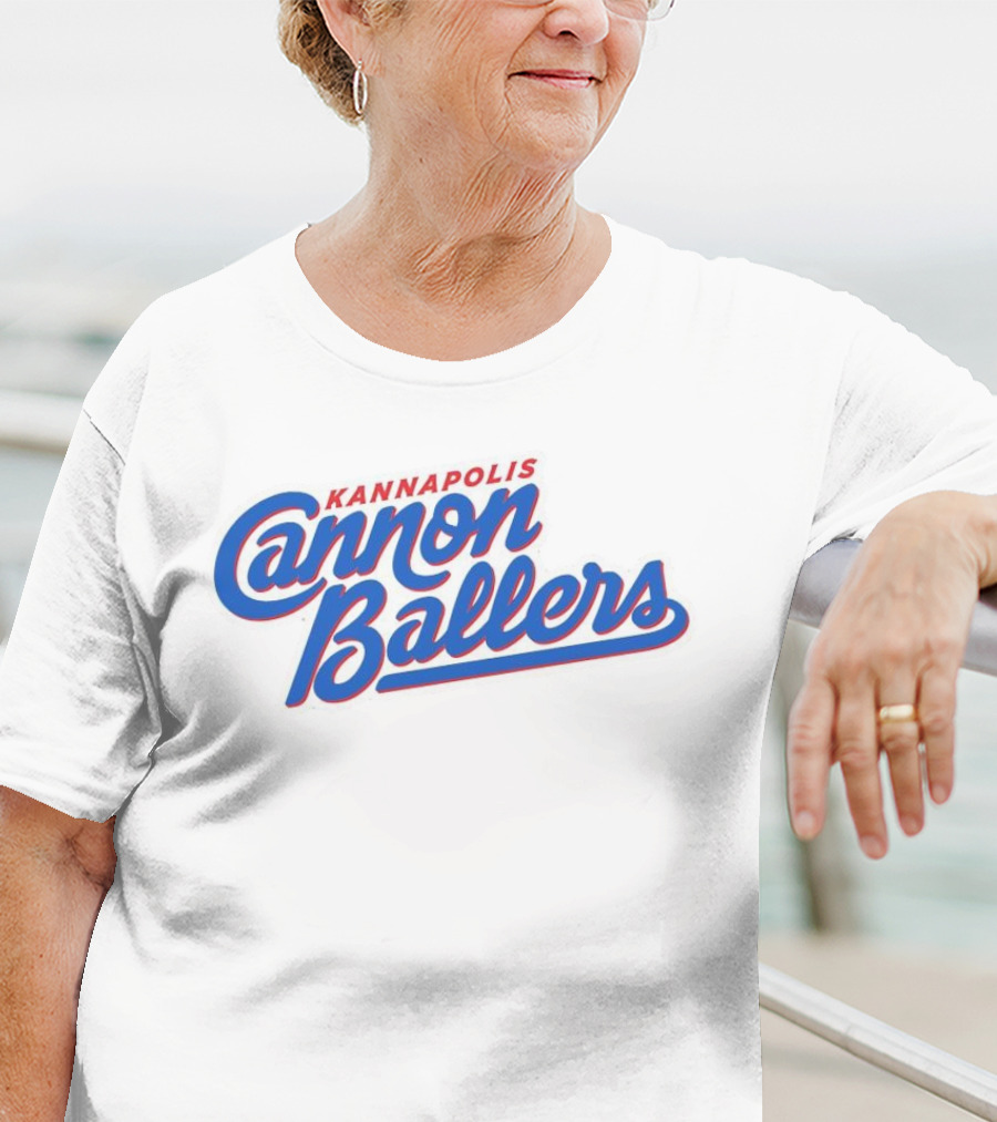Kannapolis Cannon Ballers Red And Blue Script T-Shirt