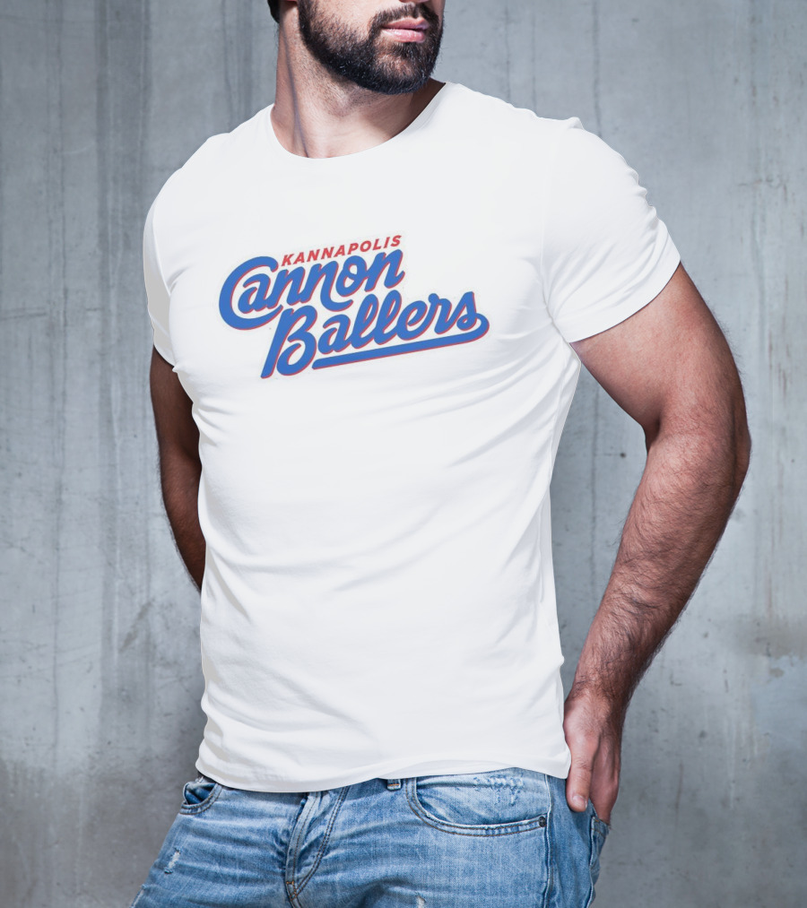 Kannapolis Cannon Ballers Red And Blue Script T-Shirt