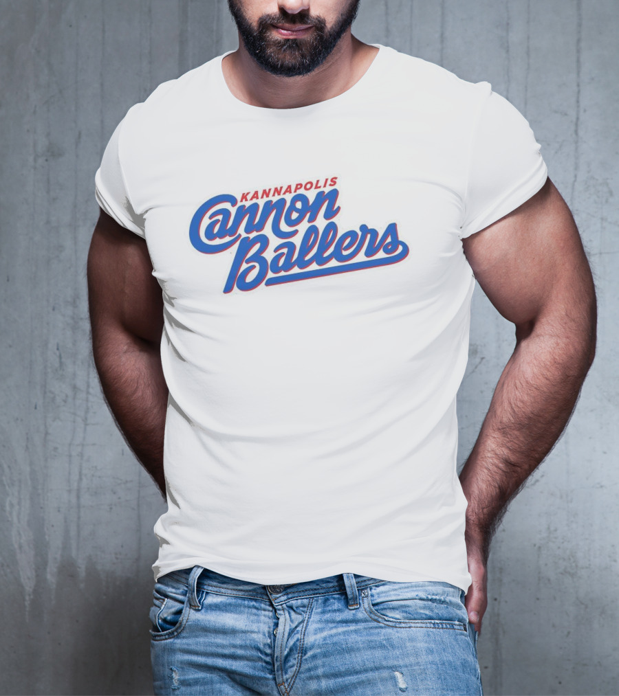 Kannapolis Cannon Ballers Red And Blue Script T-Shirt