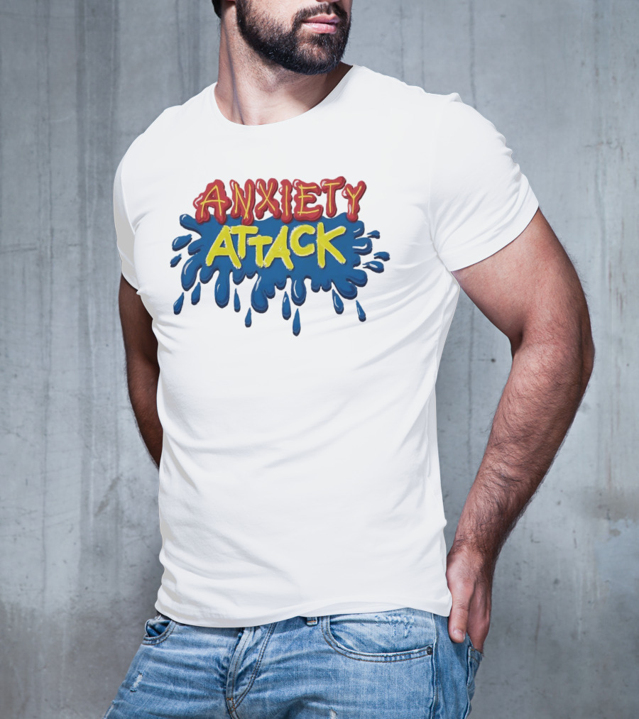 Anxiety Attack Bright Comic Style Text With Blue Splashes T-Shirt