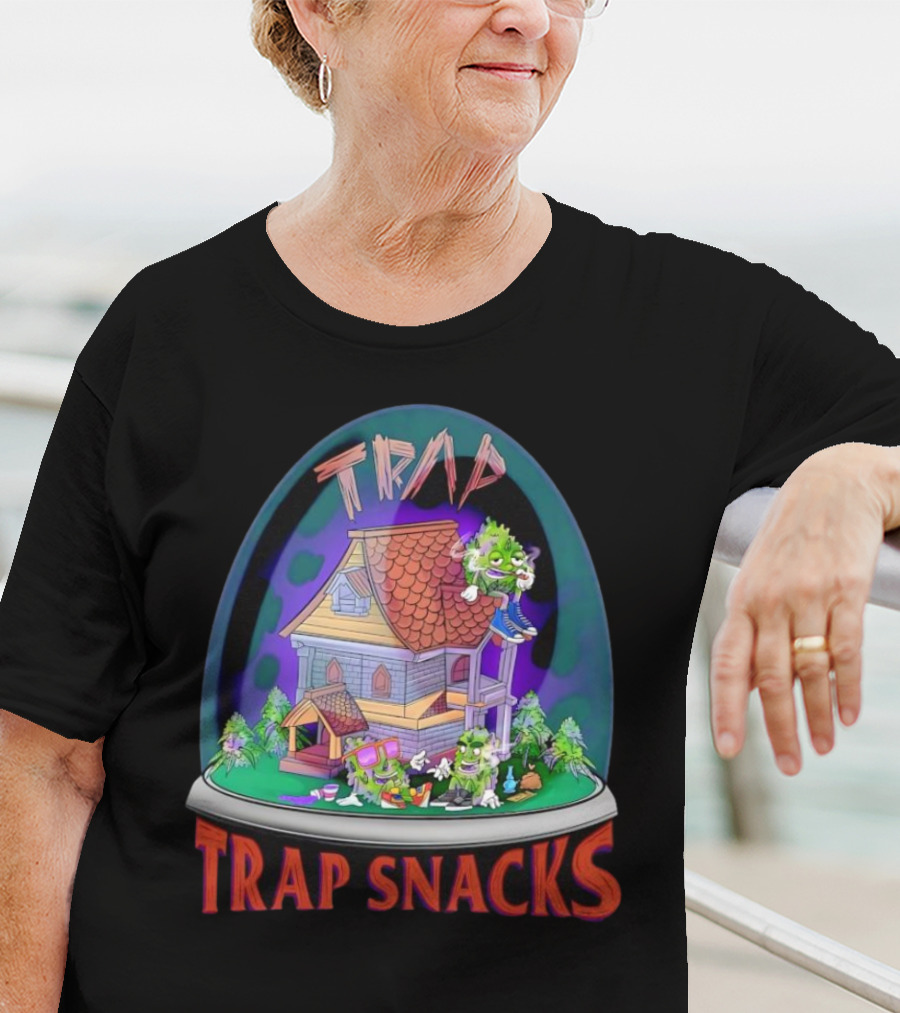 Trap Snacks Haunted House Theme Cannabis Character Dome T-Shirt