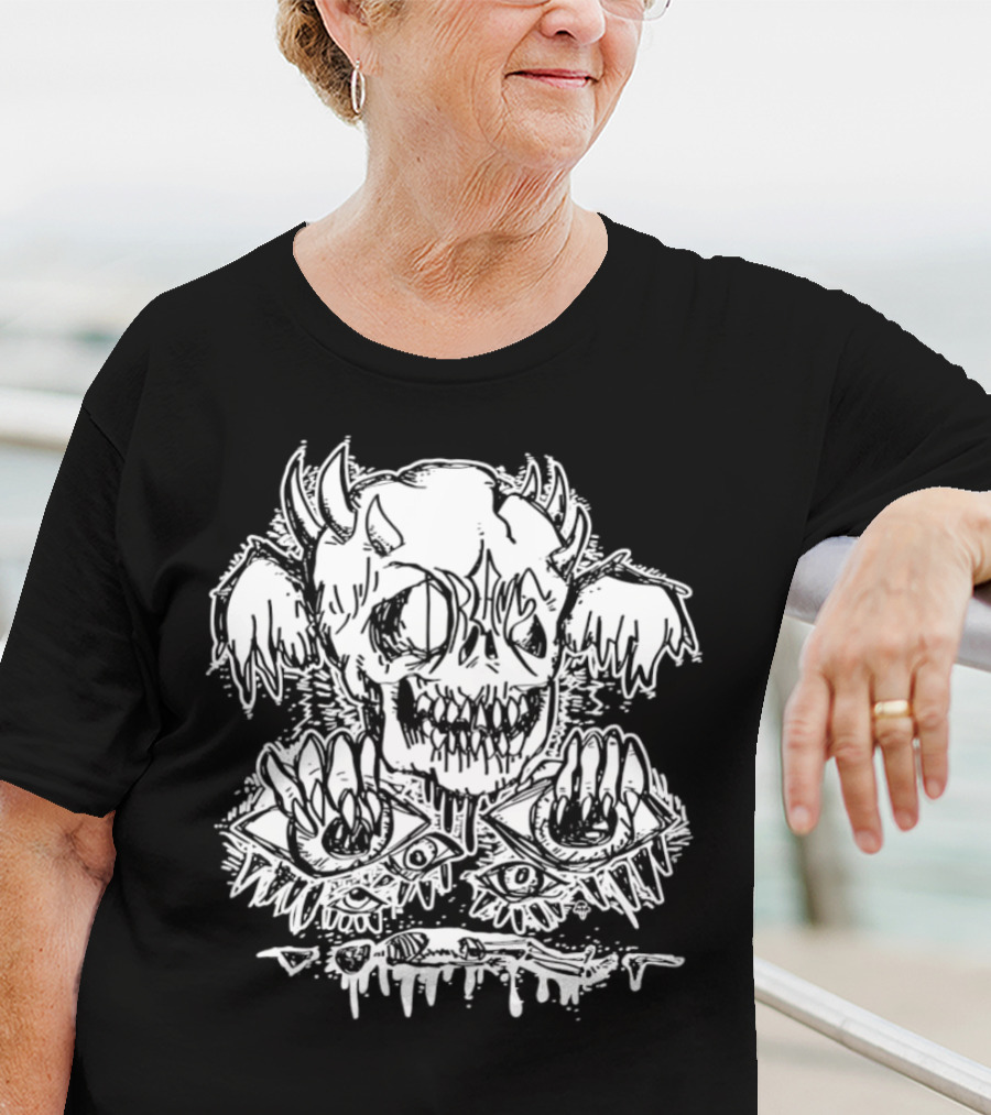 Metal Dream Skull Monstrous Demon Eyes And Teeth T-Shirt