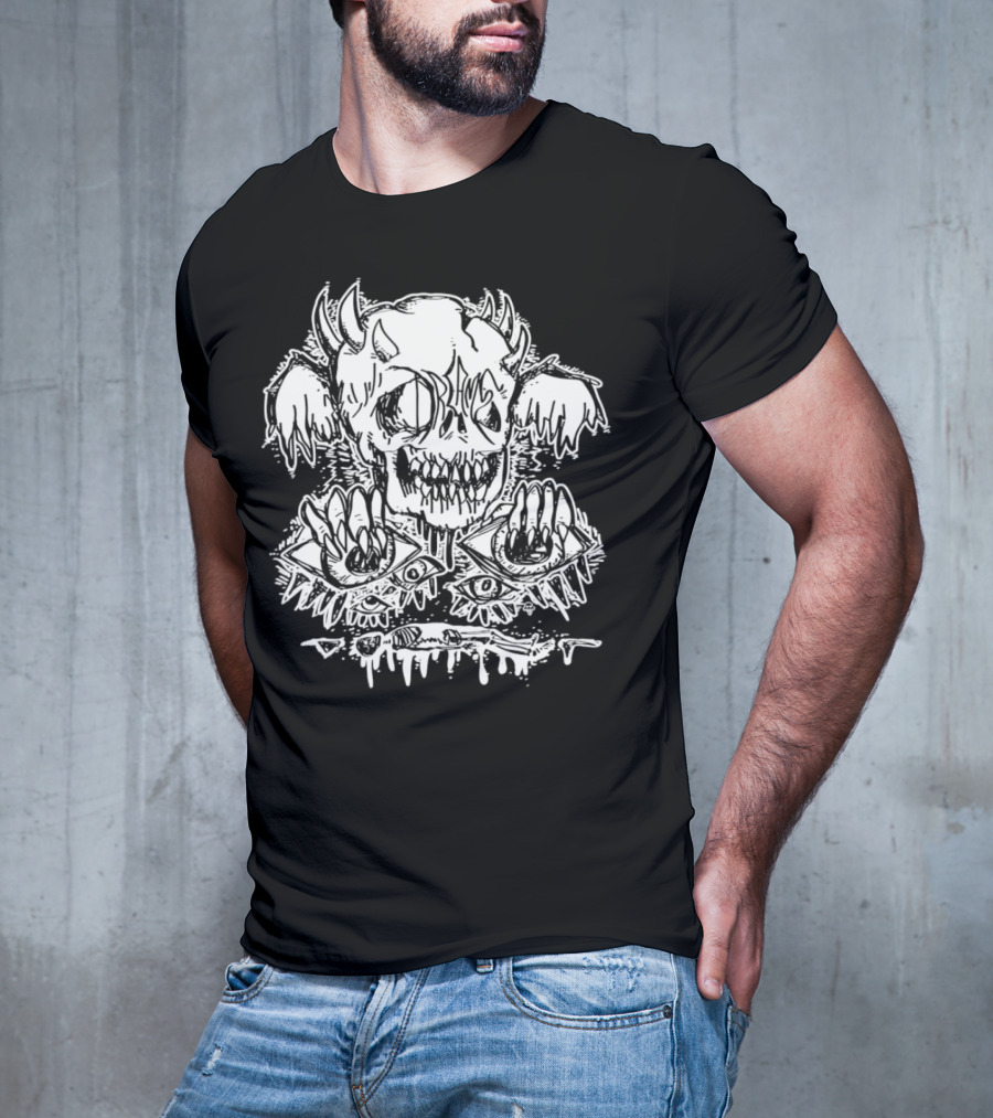 Metal Dream Skull Monstrous Demon Eyes And Teeth T-Shirt