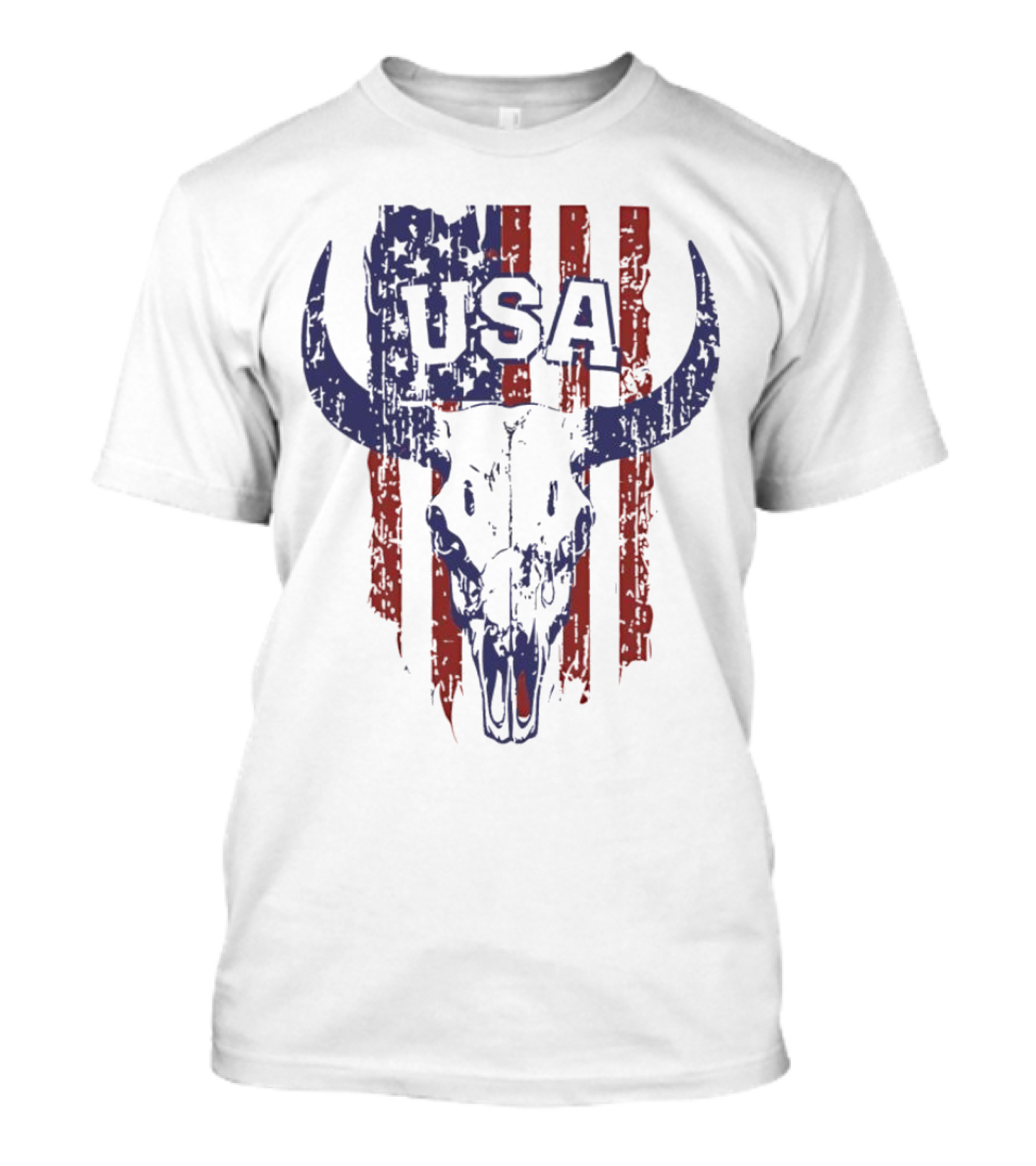 USA Buffalo Skull American Flag Patriotic T-Shirt