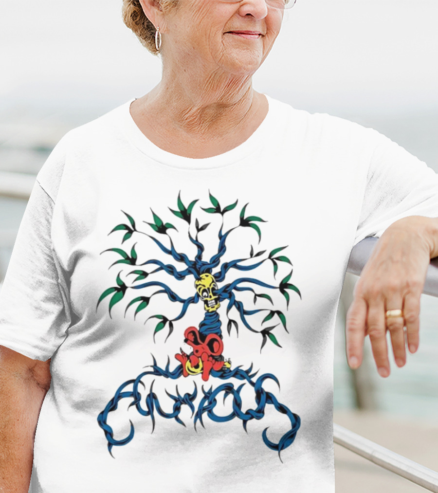 Anxious Mouse Blue Tree With Yellow Skull T-Shirt