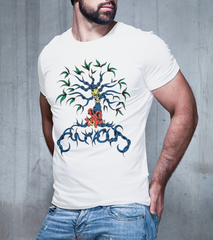 Anxious Mouse Blue Tree With Yellow Skull T-Shirt