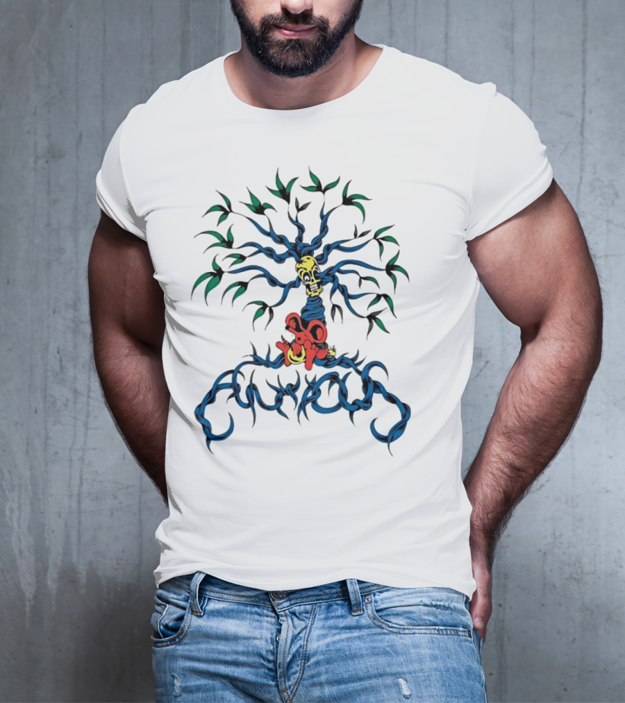 Anxious Mouse Blue Tree With Yellow Skull T-Shirt