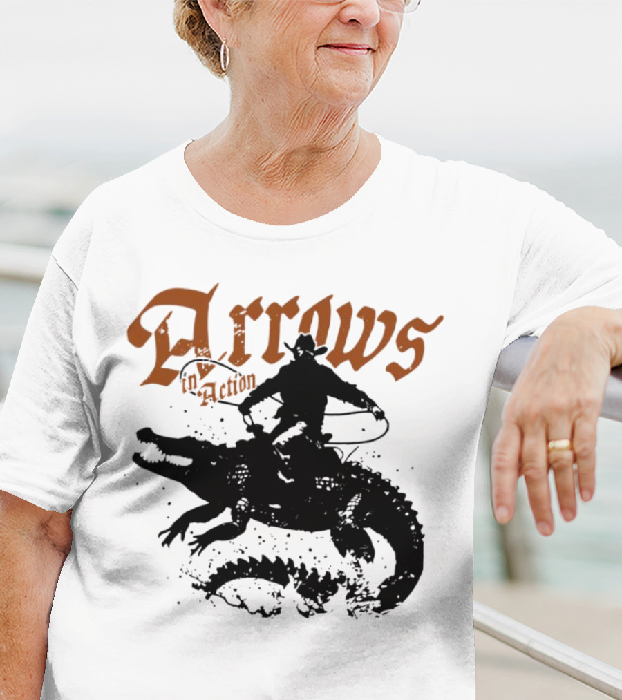 Arrows In Action Cowboy Riding Alligator T-Shirt