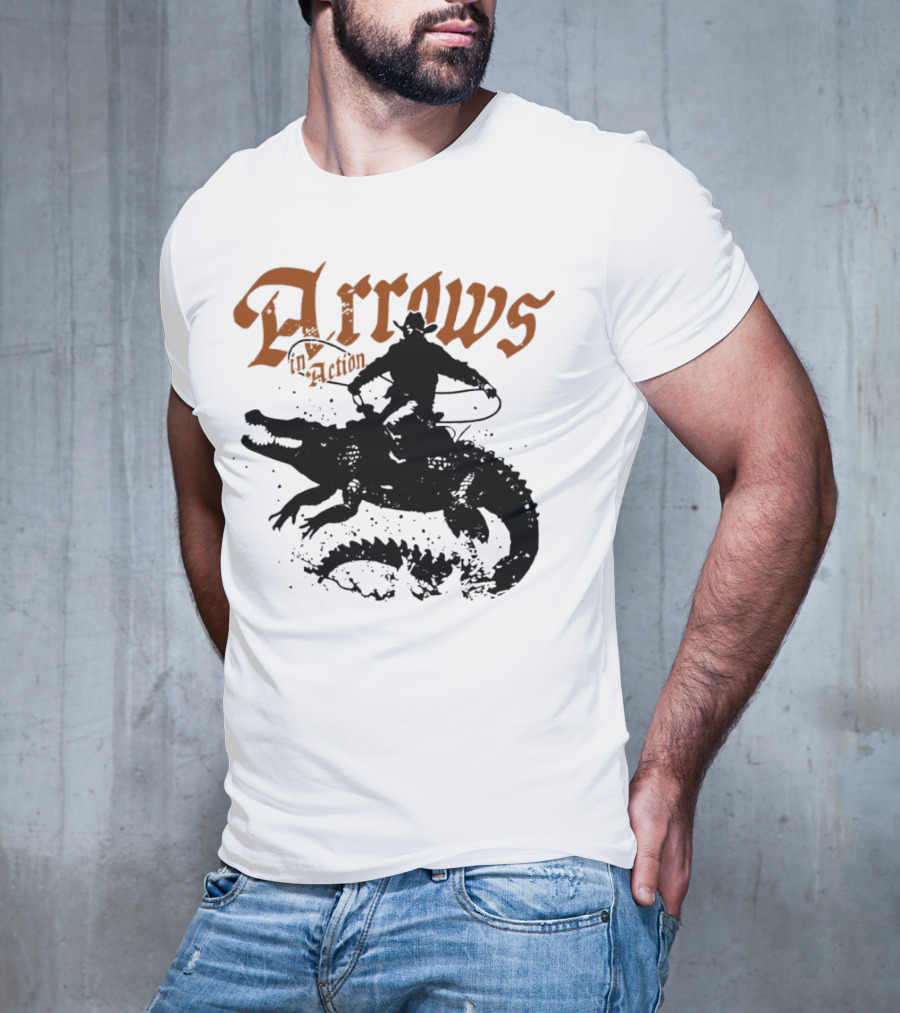 Arrows In Action Cowboy Riding Alligator T-Shirt