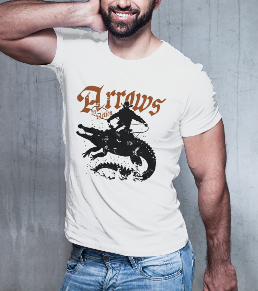 Arrows In Action Cowboy Riding Alligator T-Shirt