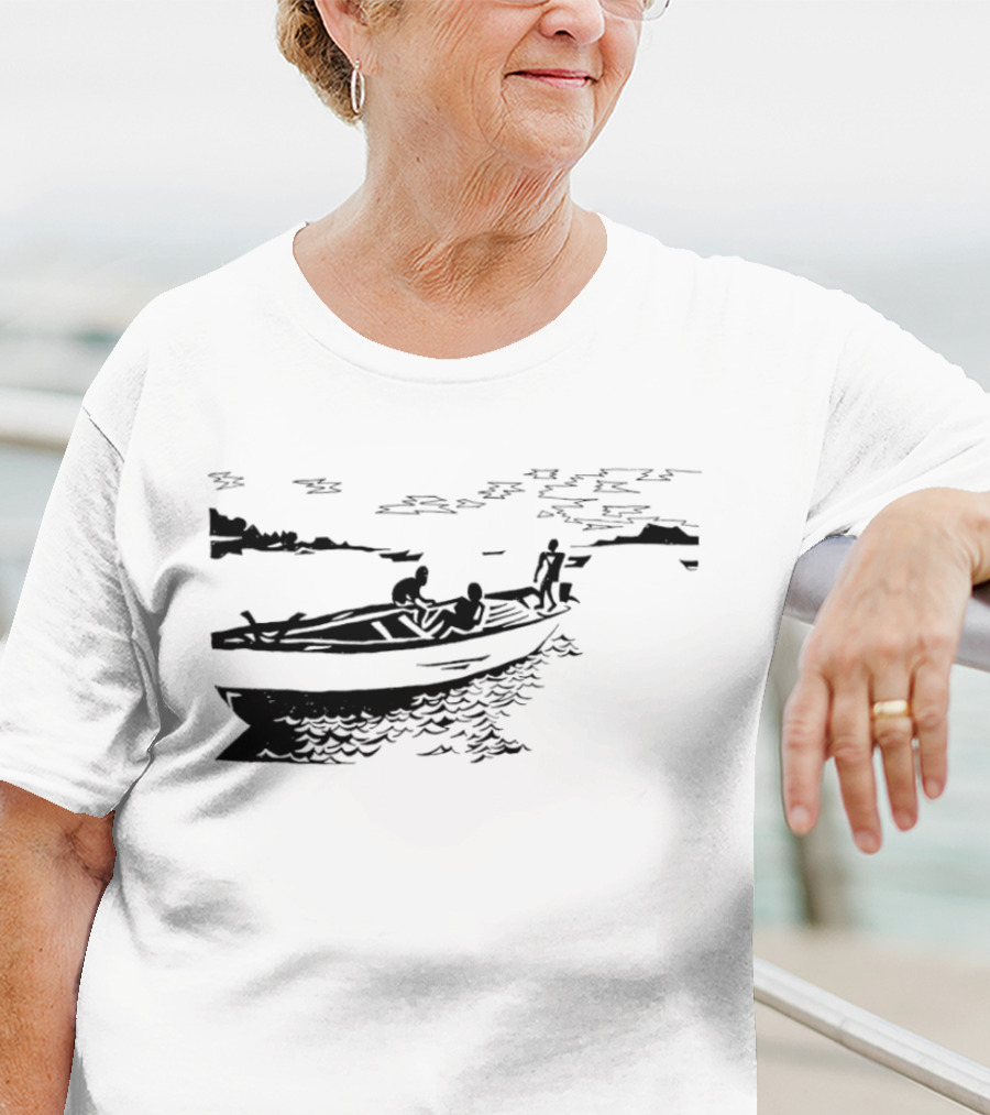 Boat On Lake Malawi Silhouette Scene T-Shirt