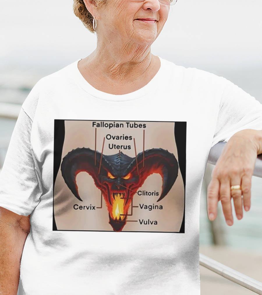 Fallopian Tubes Ovaries Uterus Cervix Clitoris Vagina Vulva Demon Anatomy T-Shirt