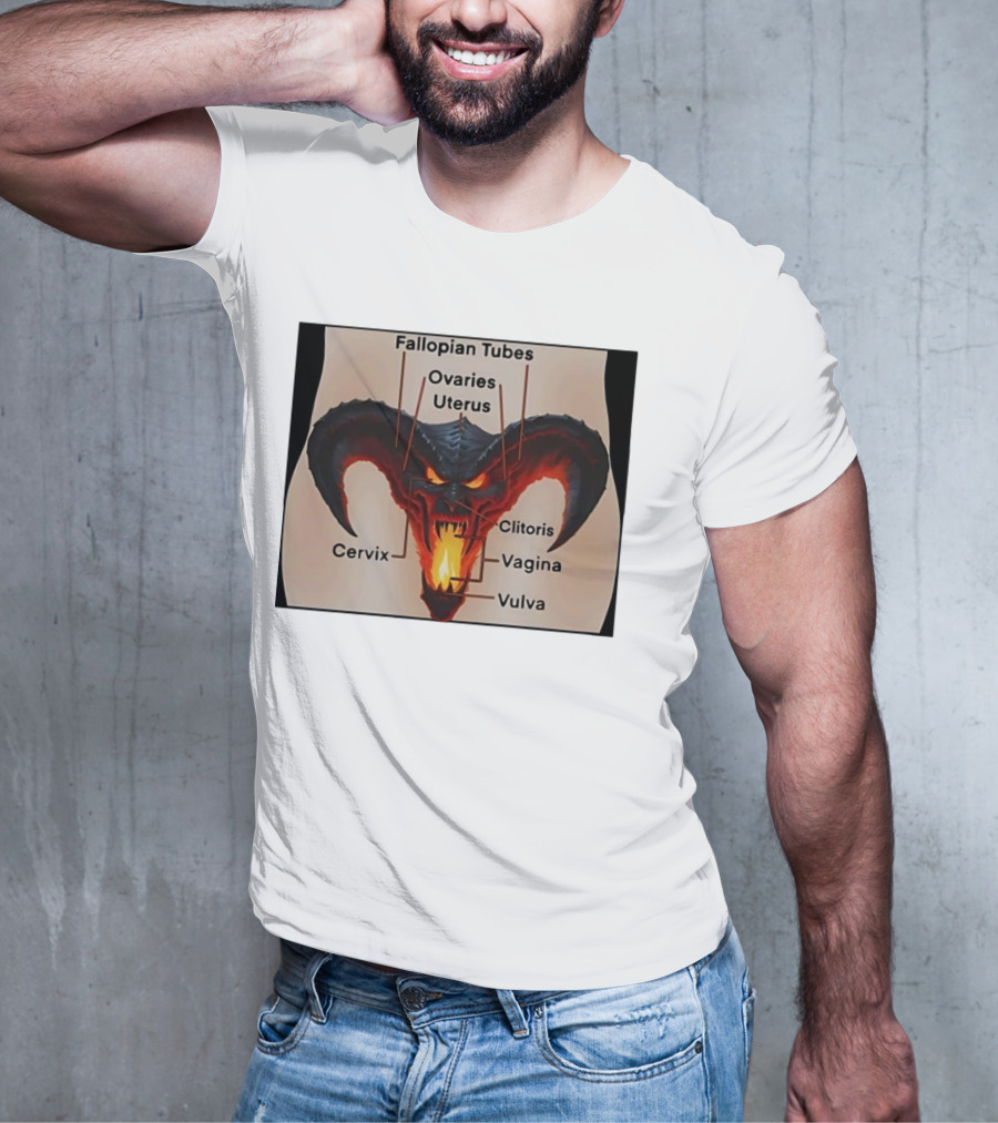 Fallopian Tubes Ovaries Uterus Cervix Clitoris Vagina Vulva Demon Anatomy T-Shirt