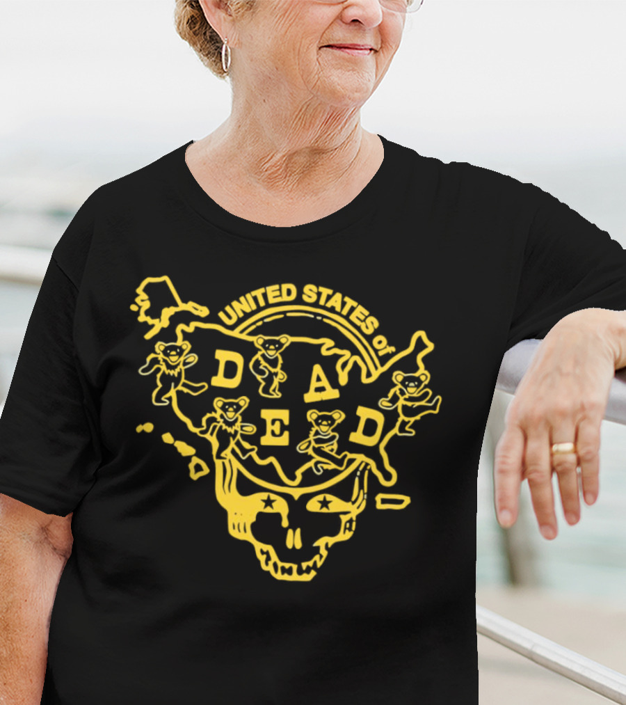 United States Of Dead Skull With Dancing Bears Grateful Dead T-Shirt