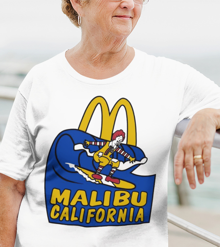 McDonald’s Clown Surfing Malibu California Waves T-Shirt