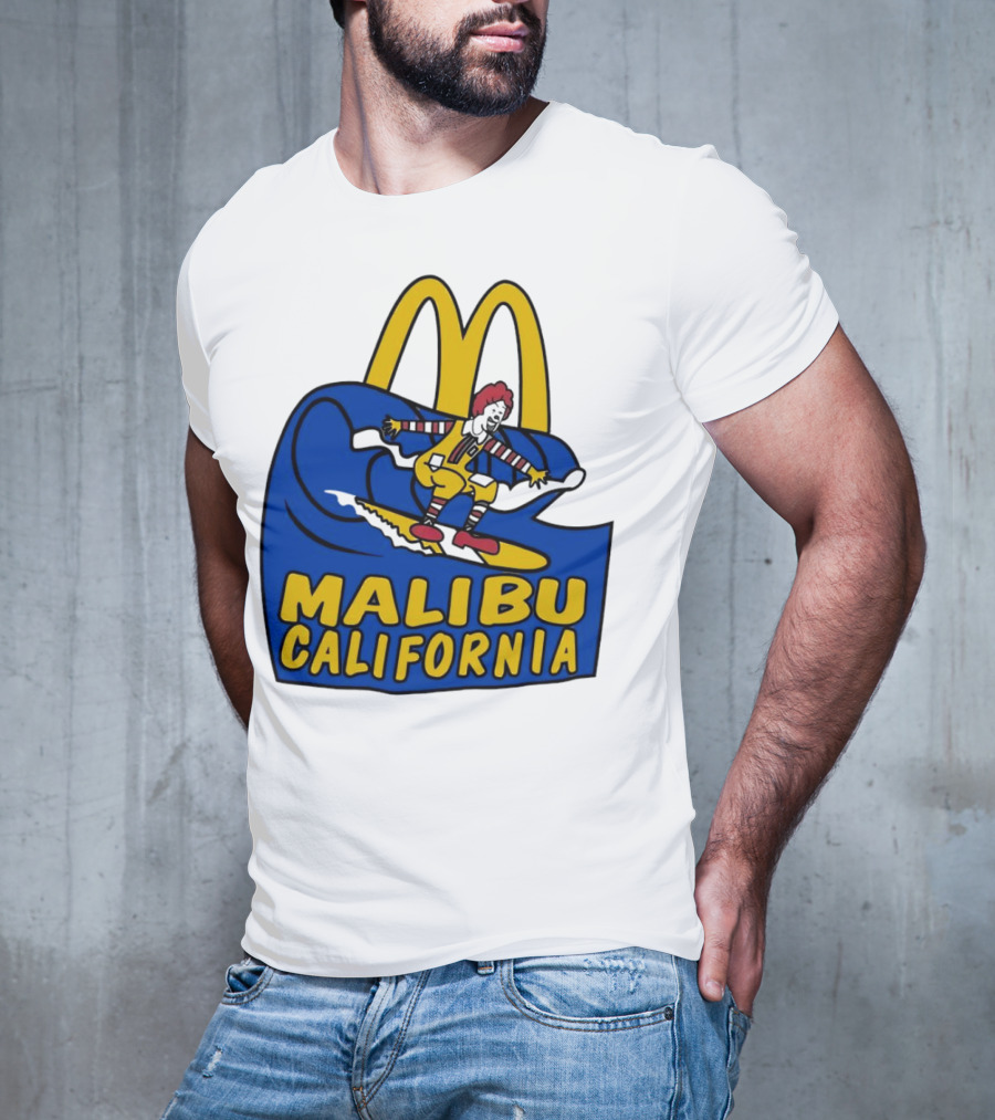 McDonald’s Clown Surfing Malibu California Waves T-Shirt