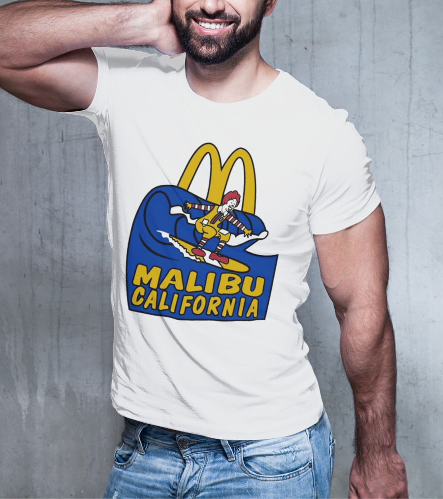 McDonald’s Clown Surfing Malibu California Waves T-Shirt