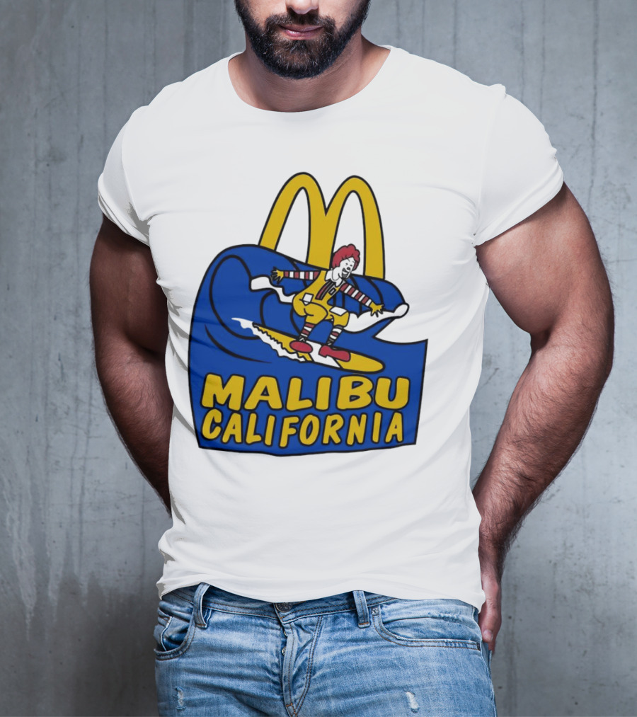 McDonald’s Clown Surfing Malibu California Waves T-Shirt